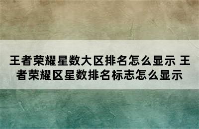 王者荣耀星数大区排名怎么显示 王者荣耀区星数排名标志怎么显示